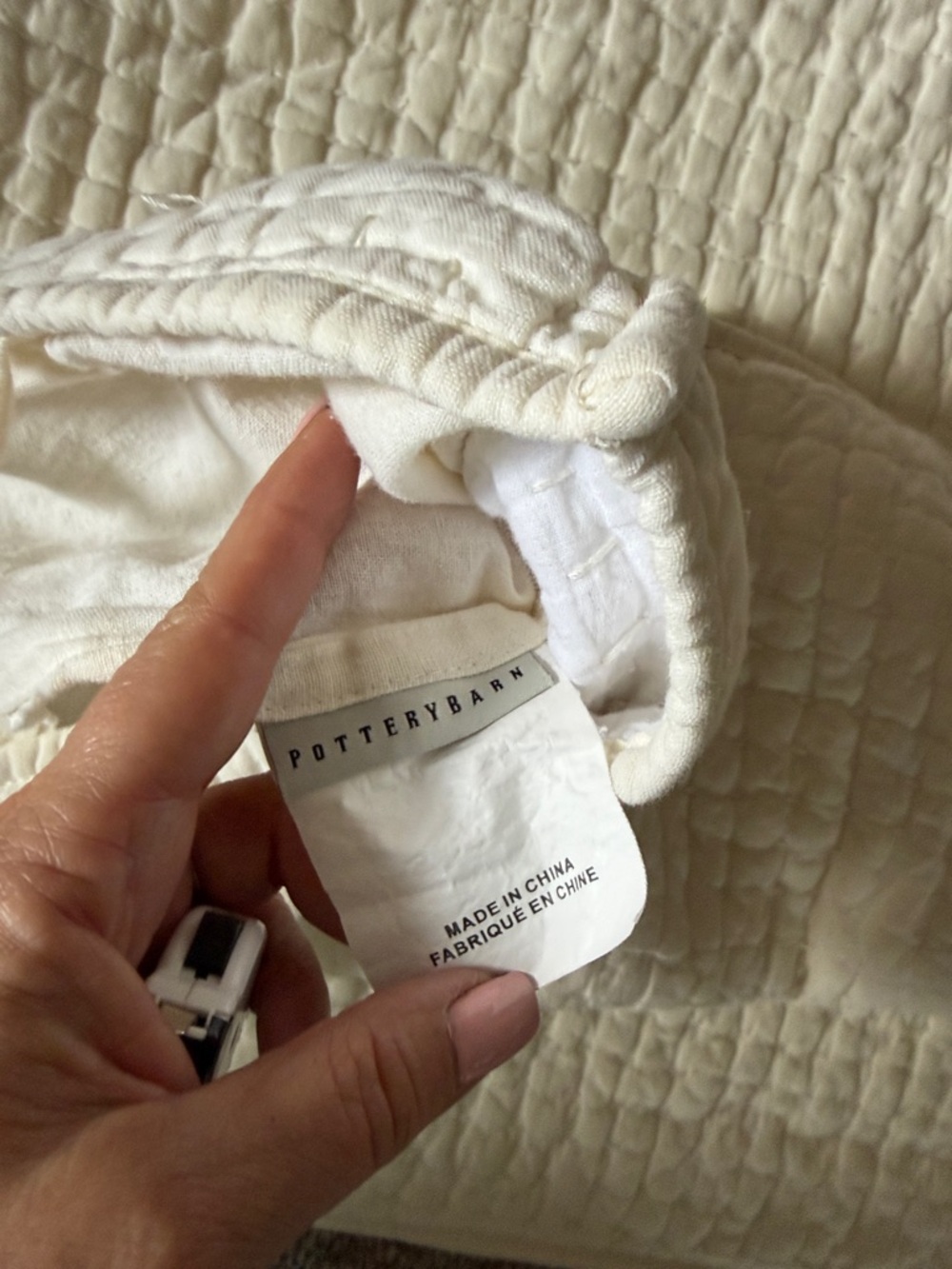 Pottery Barn Quilted Pillow Shams in Cream - Picture 3 of 4